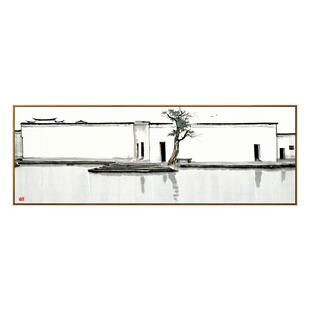 网红吴新冠中禅意水墨公堂装饰画中式客厅发背景墙挂画办室山水中