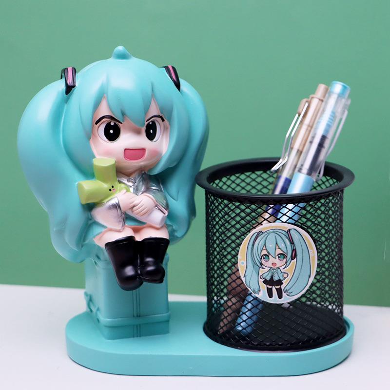 网来红音未来笔筒卡通创意宅初男的梦手办蓝色音未摆件生日礼初物