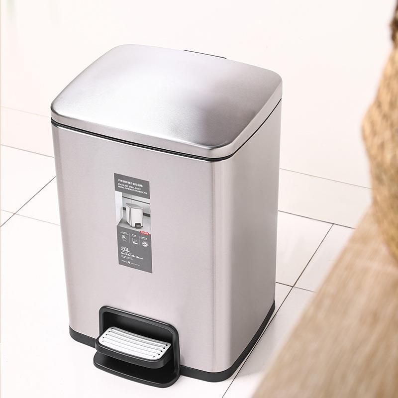 双艺垃脚圾桶家不钢大号大容量踩垃圾桶QDA用免弯腰厨房垃锈圾桶