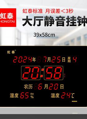 虹泰2026年新款数字时钟数码电子钟万年历挂钟温度客厅装饰钟表CB