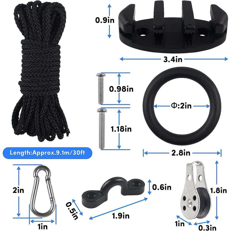 舟绳组31件套配件螺丝平台绳扣皮划艇hj400套装扣定型含套弹力