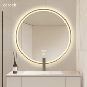 圆形铝合金边框智能镜卫生间镜子壁挂led灯洗手间洗漱防雾浴室镜