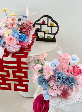 卧室结婚多巴胺假客厅花摆设装饰婚男方房桌面仿真花艺布置花订婚