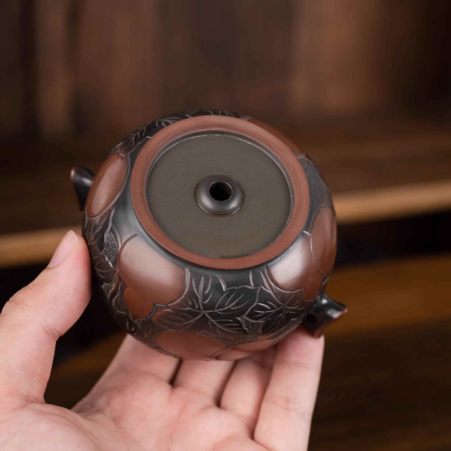 钦坭兴陶葫芦漏壶名家大师家用茶器手工原矿州纯窑底流壶变高端泡