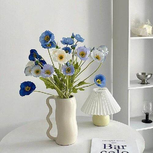 Beautiful Vivid Color 4 Heads Silk Fake Simulation Poppies