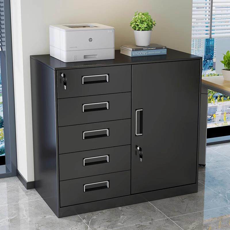 偏四斗文件柜办公室铁皮矮柜财务带锁资料柜抽屉储物柜工具收纳柜