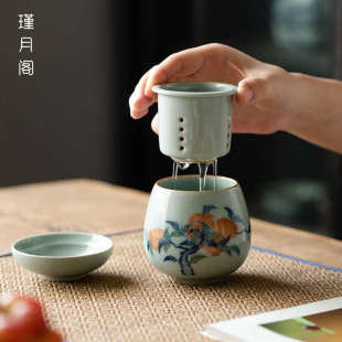 便携包便携式 汝窑简约旅行茶具快客杯套装 一壶一杯单人泡茶独饮