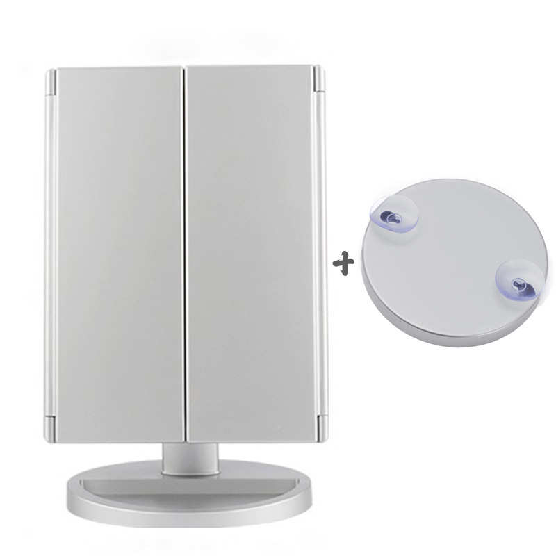 带妆折叠三面三折镜补便携led光梳妆镜状随身镜美灯化妆镜美镜