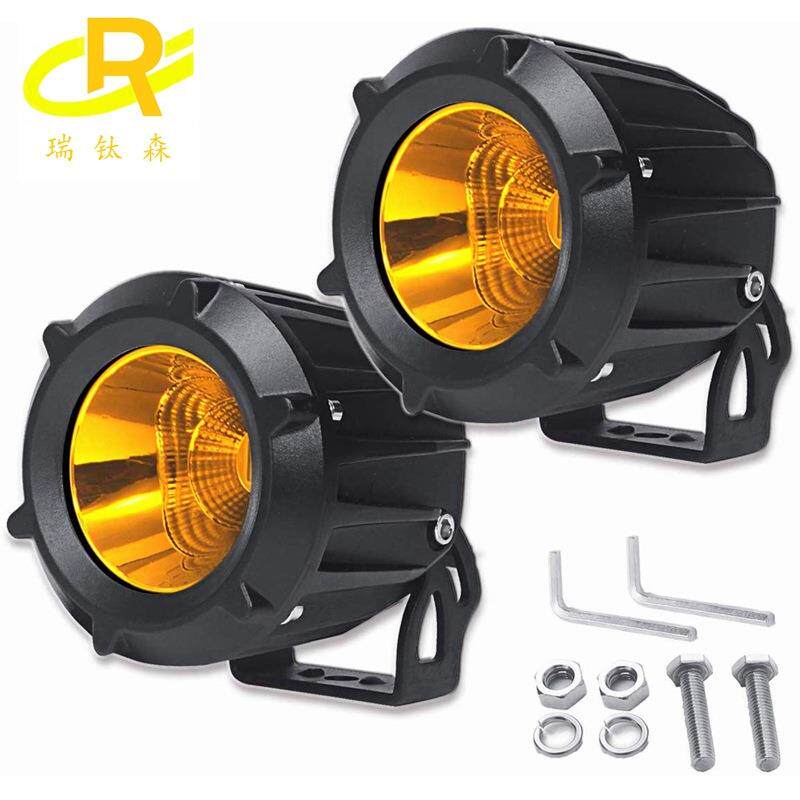 汽车射灯牧马人A柱led灯越野车改装超亮大灯中网车灯35w黄光雾灯