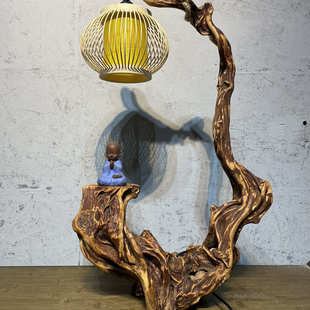 天然杜鹃根雕落地灯台灯树枝树干摆件民宿装饰禅创意实木客厅茶室