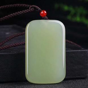 天然和田玉青白玉无事牌挂件男女款玉石面包牌玉石吊坠