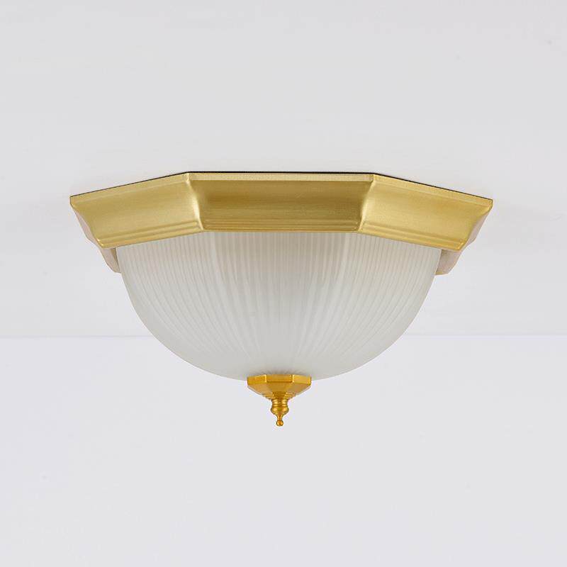 美式乡村全铜吸顶灯卧室走廊灯现代简约复古纯铜过道阳台玄关灯具