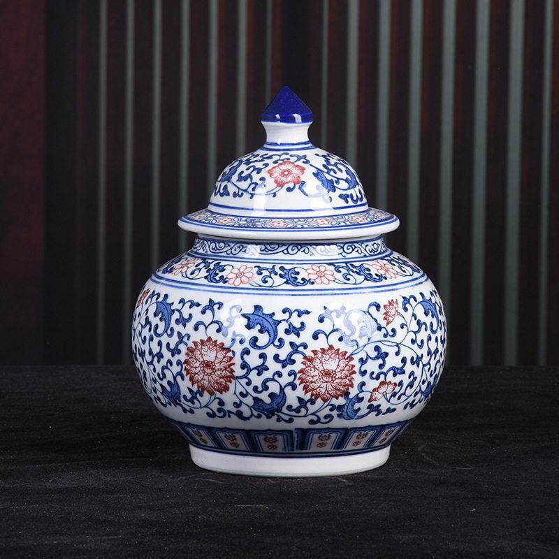 景德镇陶瓷工艺品 青花釉里红陶瓷储物 陶茶 日用陶瓷