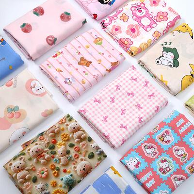 现货绵绸布料 卡通人造棉棉绸面料 宝宝夏季睡衣防蚊裤面料