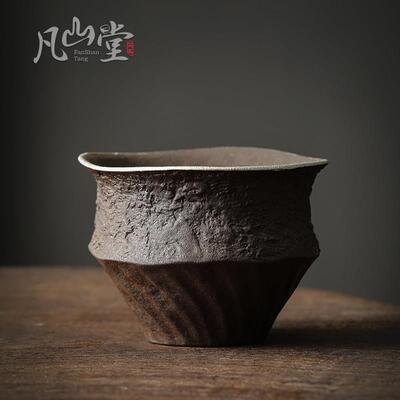 凡山堂 古泥老岩泥建水 粗陶手工大号茶渣缸覆古功夫茶具陶瓷杯洗