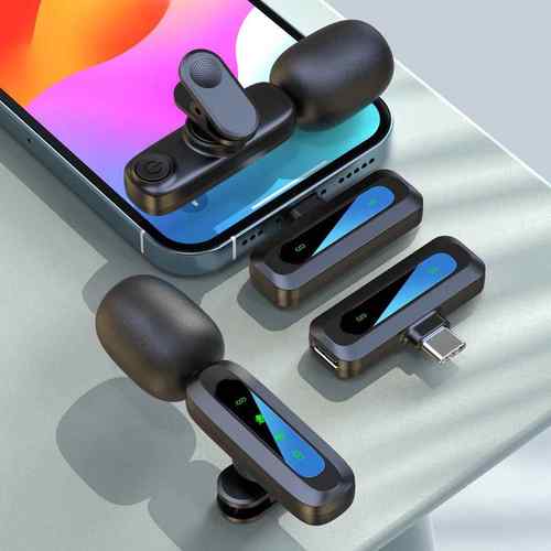 跨境无线领夹式麦克风户外手机直播麦采访收音降噪新款迷你小话筒