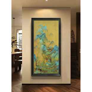 千里江山图入户玄关装饰画中古风新中式挂画走廊过道高端大气壁画