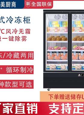立式冷冻柜无霜低温展示柜双门榴莲速冻冰箱超市商用冰柜