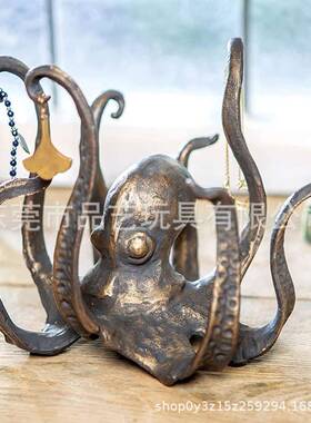 跨境新品章鱼雕塑八爪鱼家居树脂摆件客厅花园景观海洋美陈装饰