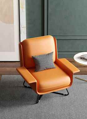 轻奢单人沙发椅客厅北欧休闲椅单人椅现代简约家用极简橙色老虎椅