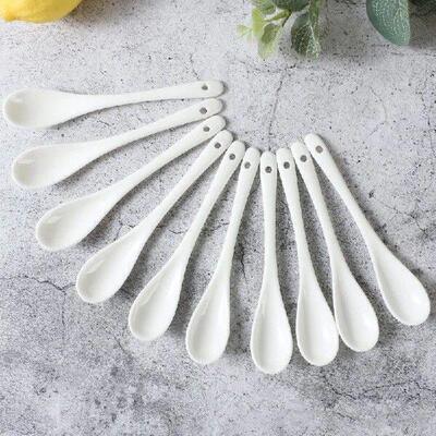 5PC Porcelain Spoons Mini Kitchen Ceramic Tea Coffee Sugar