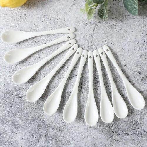 5PC Porcelain Spoons Mini Kitchen Ceramic Tea Coffee Sugar