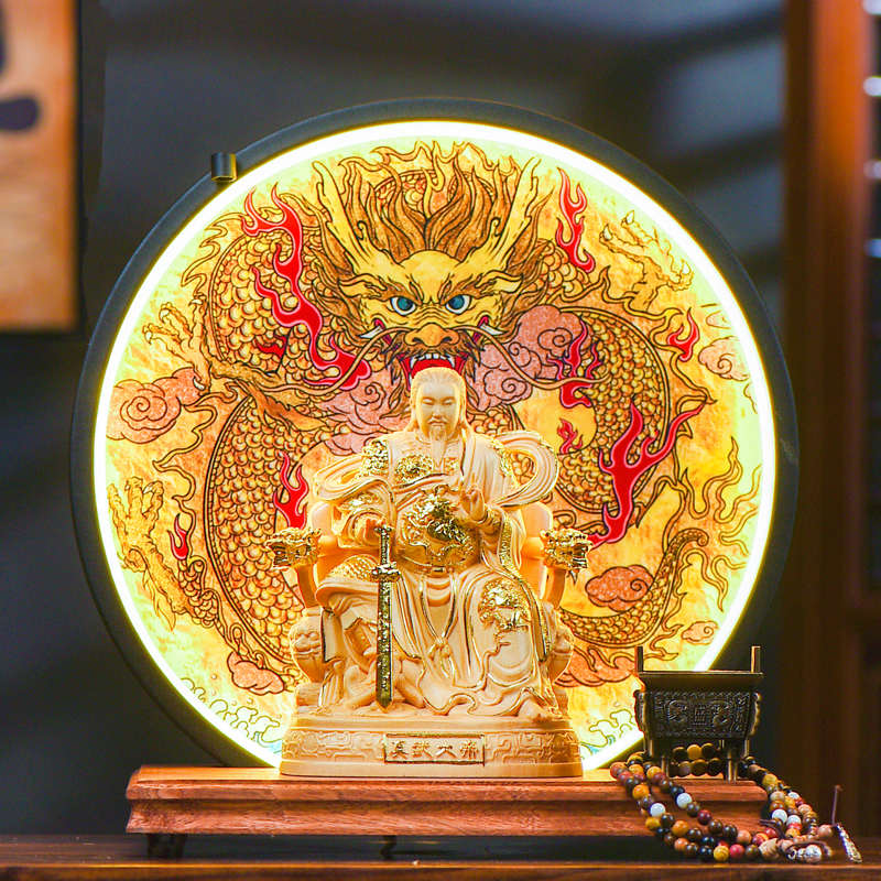 真武大帝神像家用供奉新中式木雕玄武大帝玄天上帝道家工艺品摆件