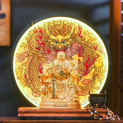 真武大帝神像家用供奉新中式木雕玄武大帝玄天上帝道家工艺品摆件