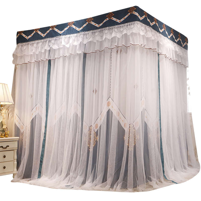 遮光宫廷蚊帐床幔帘防挡风封闭一体式防尘顶落地式双人床家用1.8m