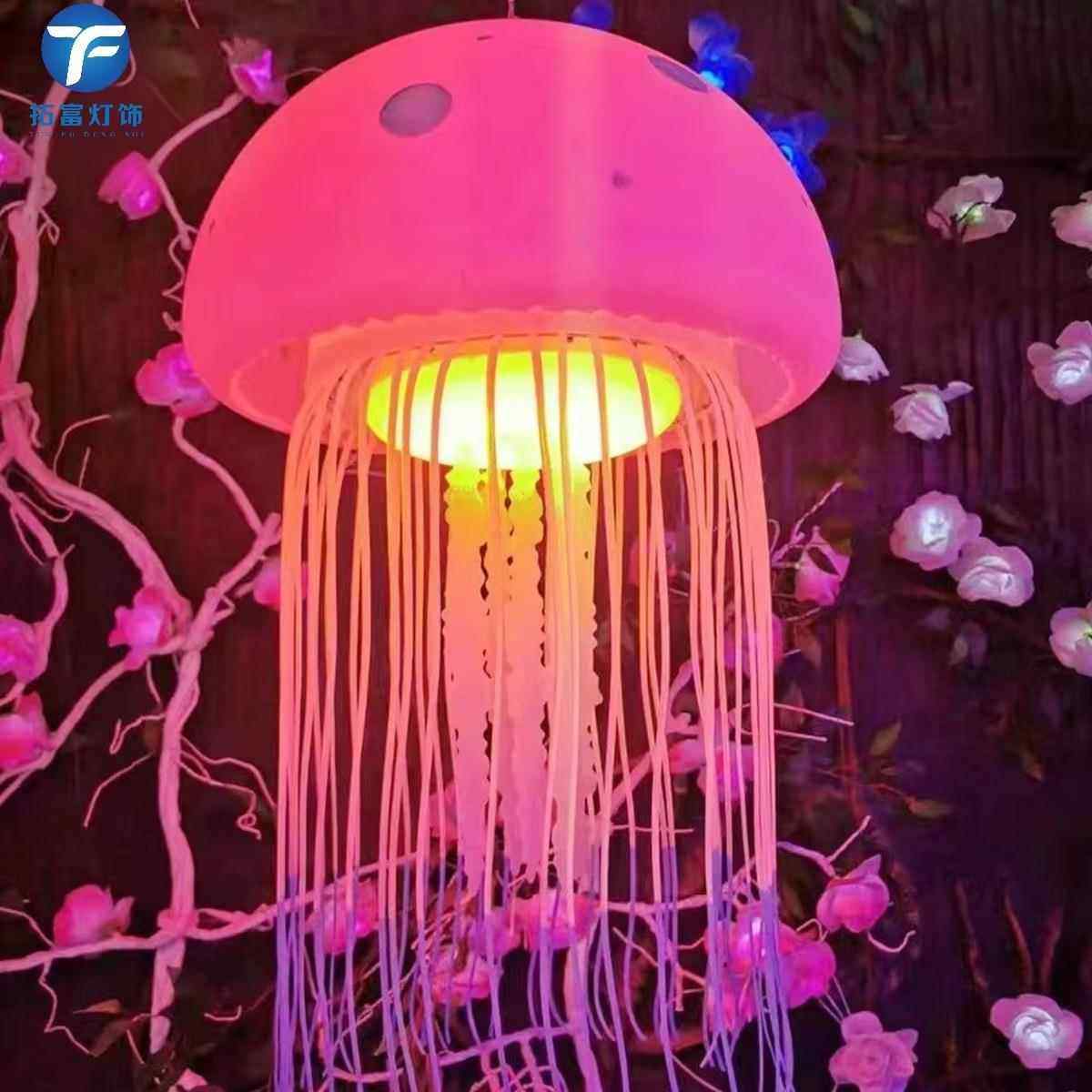ed发光七彩水母造型灯l户外水防景亮观化WKT灯光节日树上挂件装饰