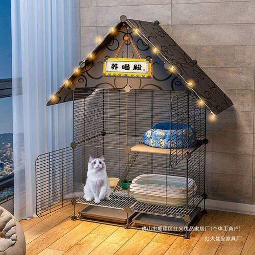 猫笼笼子家用室内自由空间公寓小型猫窝两层幼猫猫咪猫屋别墅