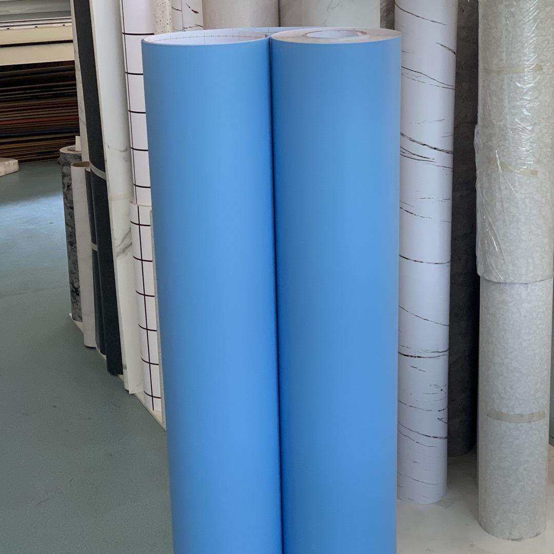 特厚导气槽纯蓝色自粘墙纸壁纸展柜展厅装饰膜翻新贴纸波音软片
