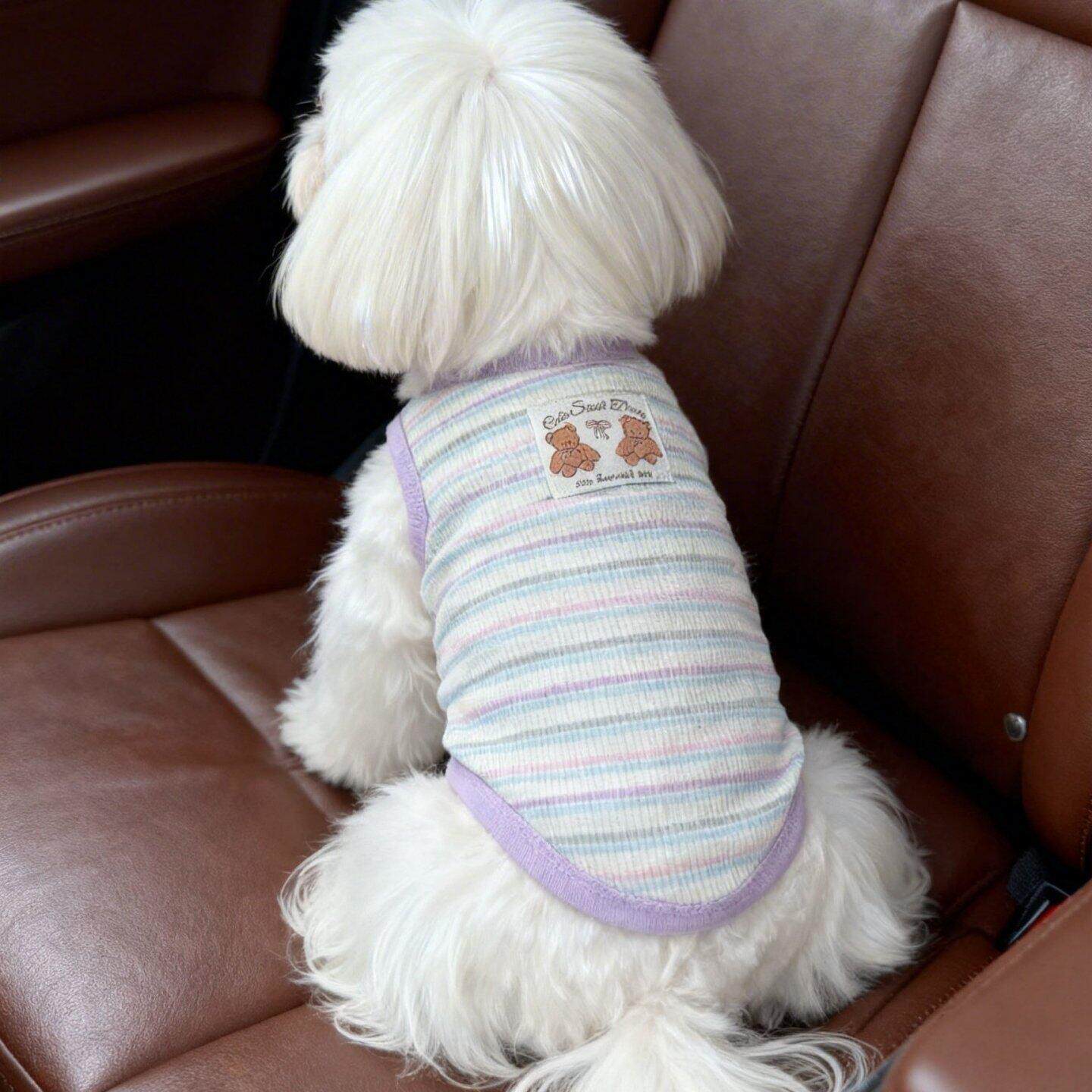 FORU宠物春夏日韩衣服猫狗衣服泰迪比熊犬彩条纹薄款透气背心