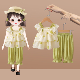 女童套装夏装2024女宝宝韩版休闲两件套小童夏季时髦薄款童装