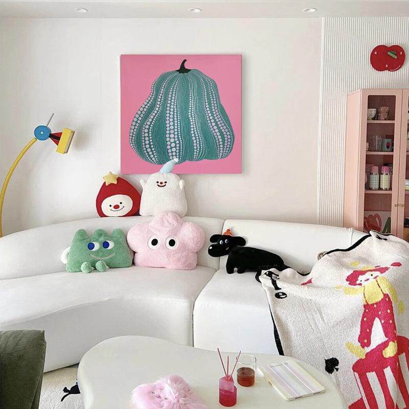 现代抽象波普风格装饰画客厅沙发挂画多巴胺南瓜小众餐厅矮柜摆画