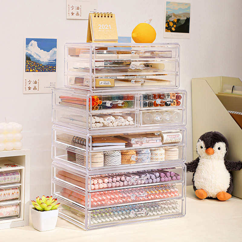 马克笔收纳盒亚克力画笔彩笔文具抽屉笔盒手帐胶带透明多层整理架,居家布艺,收纳盒,淘宝优惠券,粉丝福利购,淘宝优惠卷