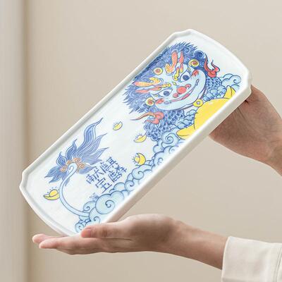 麒麟献宝干泡盘托盘陶瓷壶承杯垫家用中式壶垫茶具配件茶台小茶盘