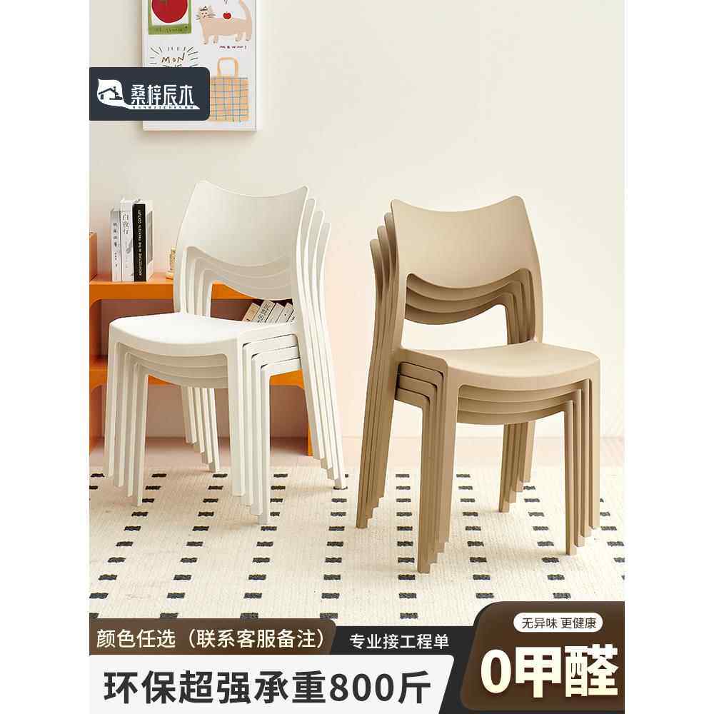 塑料椅加厚现代简单靠背凳家用商业环保叠放椅舒适靠背餐椅长时间