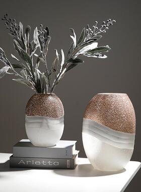 磨砂粉彩点质感轻奢玻璃花瓶摆件 简约客厅餐桌插花器家居软装