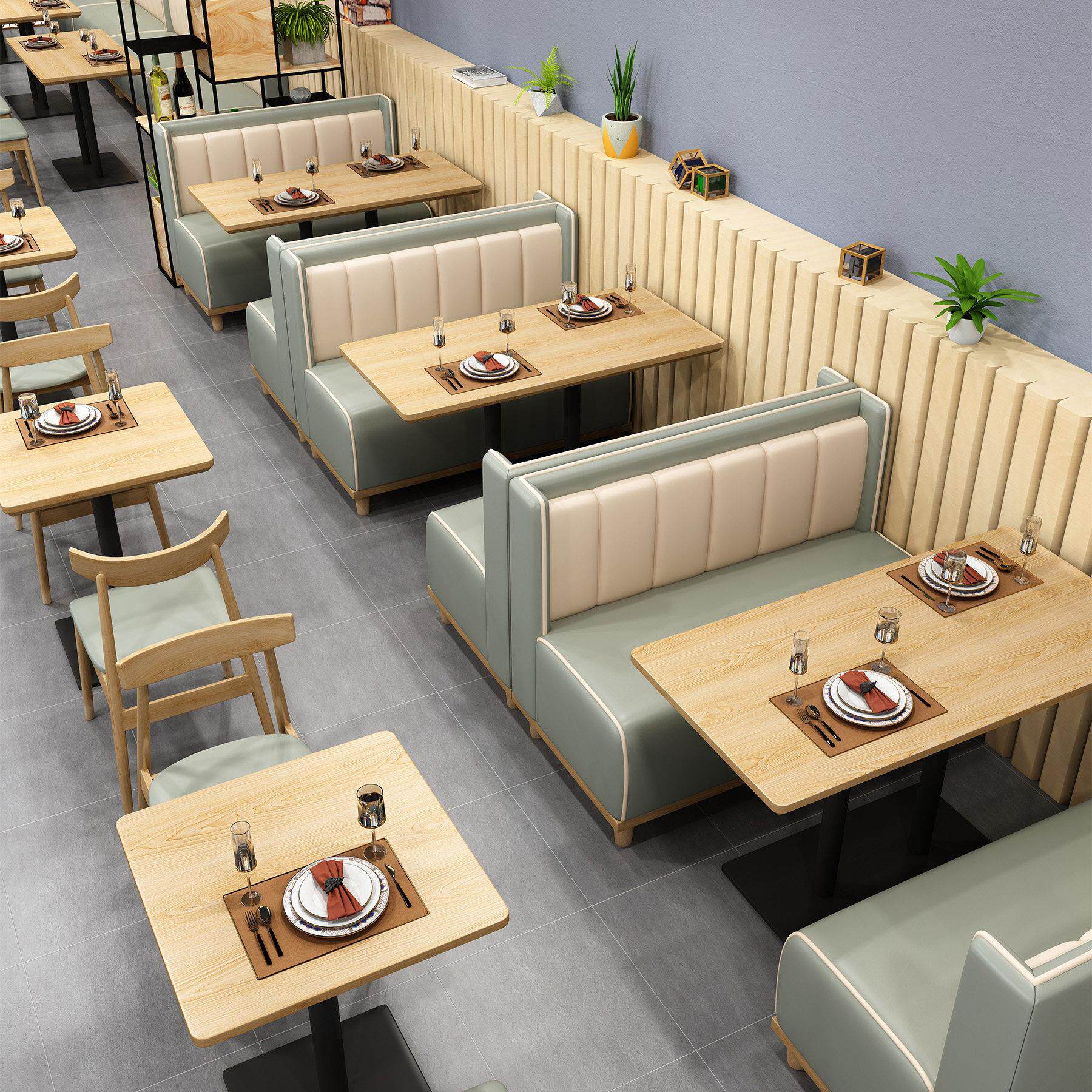卡座沙发咖啡厅奶茶甜品店桌椅西餐厅茶楼商用餐椅靠墙座椅定制