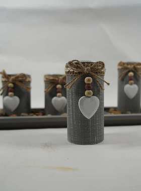 北欧新灰色仿古木制烛台套装茶蜡托蜡烛台室内家居工艺品摆件