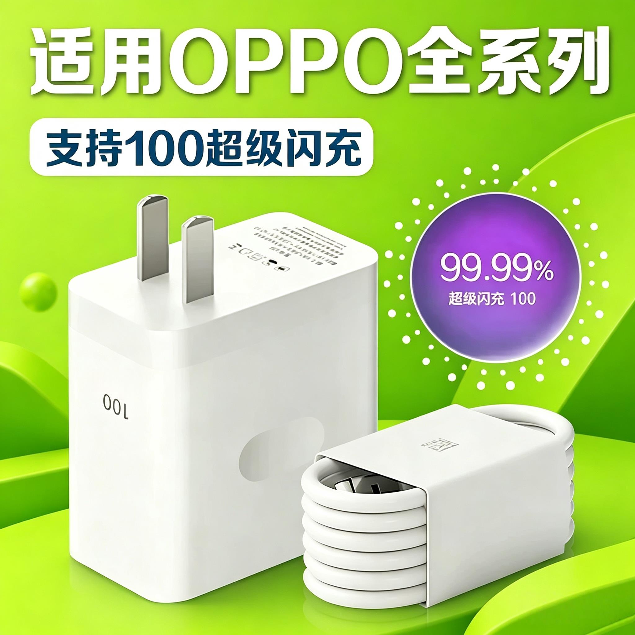 适用OPPO充电器100超级闪充Reno8/9/10Pro/11/12/13手机findx5/6/7/8pro充电头oppoK10/11/12数据线长2米套装