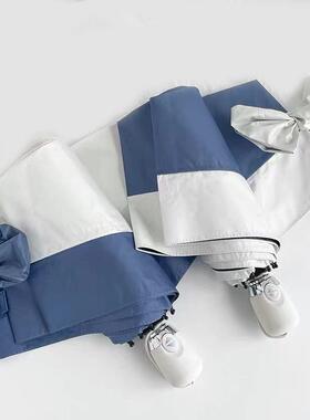 全自动黑胶三折伞拼接防晒遮阳伞折叠太阳伞广告伞接边晴雨伞厂家