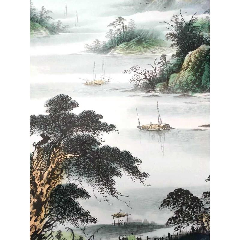 装饰已厂家仿古宣纸装批发挂画字画江山多娇客厅中堂风景山水