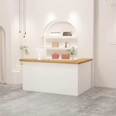 转角收银台女装店铺前台服装店L型吧台桌简约现代美容院接待柜台