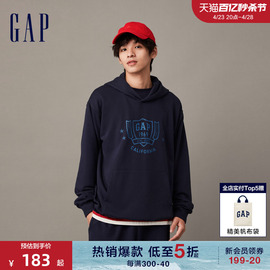 Gap男装春秋LOGO宽松廓形舒适套头运动卫衣高级休闲连帽衫841225