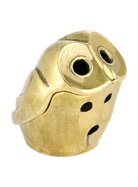 复古黄铜香薰炉铜铸猫头鹰香炉塔香锥香日式杂货迷你香道香插摆件