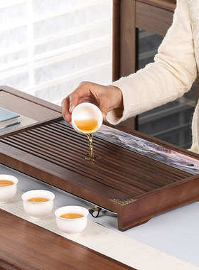 2024新款排储两用实木茶盘家用小茶台茶具干泡台茶盘托盘沥水茶海