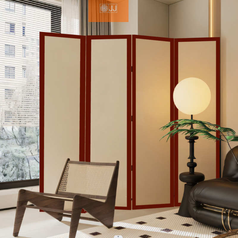 简约卧室房间玄关遮挡可移动折叠法式背景奶油风屏风隔断客厅现代
