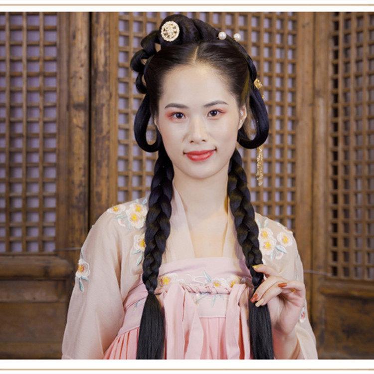 新款直销古装双辫子假发马尾影楼拍摄双麻花辫子马尾
